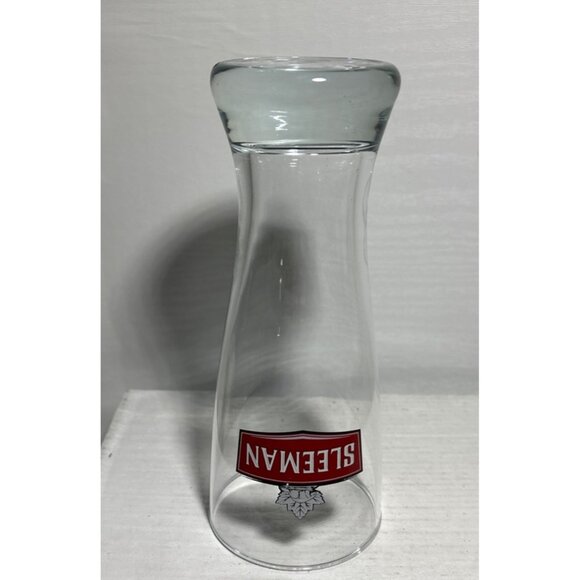 Sleeman Branded Pilsner Glass 7" Tall Clear Glass Beer Mug Red Logo Maple Leaf - Picture 6 of 6